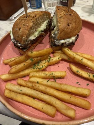 One of three burgers on offer  at Earth Cafe @ Churchgate in Mumbai