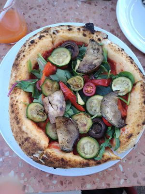 Vegan request: vegetable pizza without mozzarella and without pesto. at Much & Mellow in Ao Nang