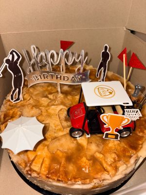 vegan peach cobbler cheesecake at Estella's Bakery in Houston