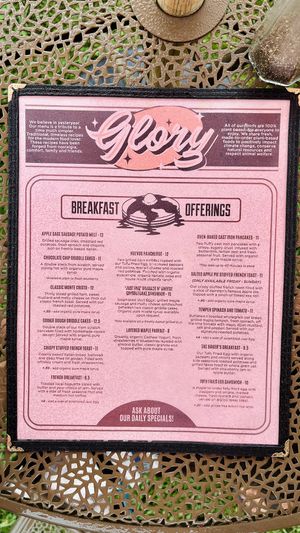Breakfast Menu  at Glory Doughnuts & Diner in Frederick