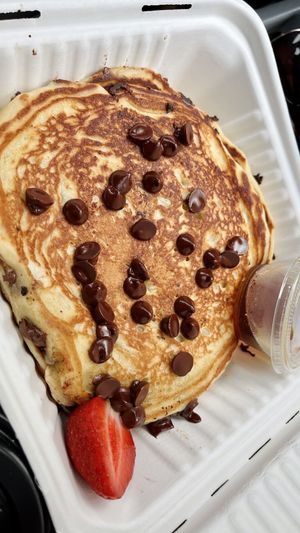 Chocolate Chip Pancakes  at Glory Doughnuts & Diner in Frederick