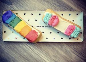 Rainbow and trans doughnuts!  at Glory Doughnuts & Diner in Frederick