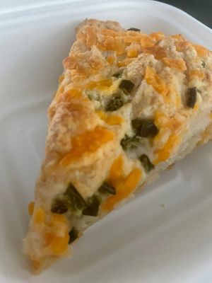 Jalepeno cheddar scone. Nice and light  at The Conscious Cafe in Lethbridge