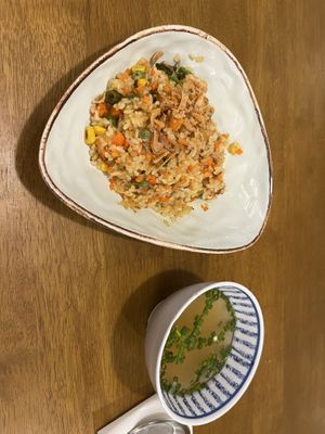 Vegetable fried rice and soy  at Buncha Got Banh Mi - 분차카 갓반미 in Busan