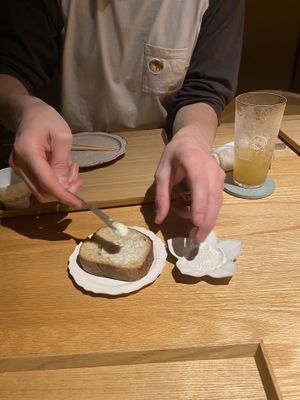 Buttered bread was divine and came with meals.   at Rire Lien in Kyoto