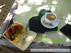 rabbit hole vegan lunch for 6.9€, delicious! cafe is extra :) at The Rabbit Hole in Ibiza