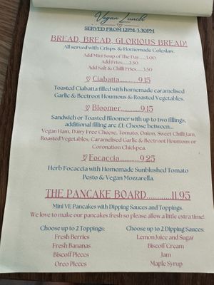 Vegan Lunch Menu  at Cafe Neuk  in Stonehaven