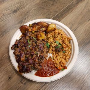 Mixed platter (+ extra chili sauce) at Kilimanjaro African Food in Dortmund