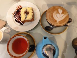 Earl gray, coconut latte and carrot cake at The Lighthouse Cafe in Galway