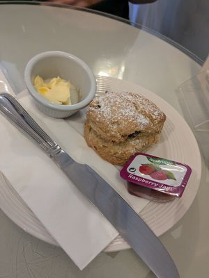 Vegan scone with vegan butter and jam at The Lighthouse Cafe in Galway