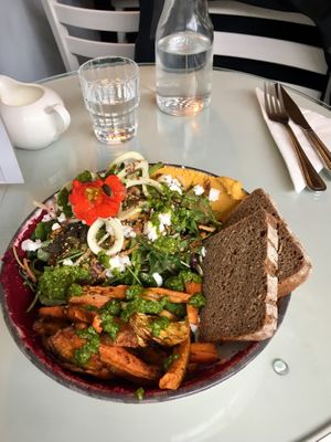 Roast rosemary roots salad with vegan feta  at The Lighthouse Cafe in Galway