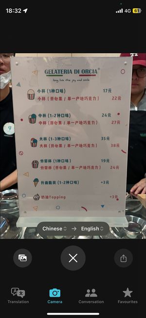 Price list   at Gelateria di Orcia - 奥尔恰雪糕  in Nanjing