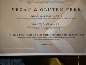 Menu  at Zafiro in Xlendi