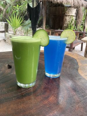 Fresh juices  at SANA SANA by Raw Love Tulum in Tulum