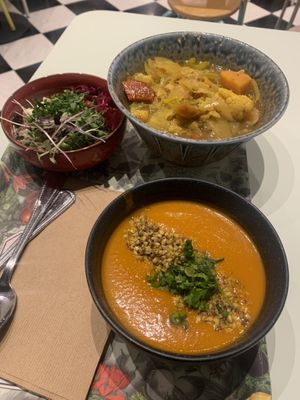 Tomato soup and custom bowl  at Le Botaniste - Penn Plaza in New York City