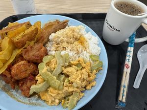 4 dishes + rice, with NTUC app discount $8  at Eight Immortals Vegetarian 八仙素食园 - NUH in West Singapore