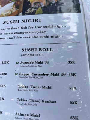 Vege/Vegan Sushi Rolls  at Sai Restaurant  in Benoa