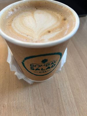 Cappuccino with oat milk at Bombay Salad Co. in Mumbai