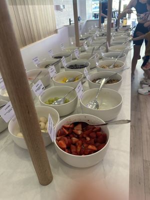 Lots of labeled vegan toppings   at Yo-Bar  in Bentleigh