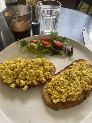 Scrambled tofu was delicious as was the homemade sourdough.  at Phil Coffee in North London