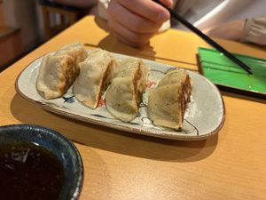 gyoza + sauce  at Vegan Izakaya Nowhere in Tokyo