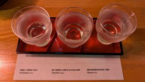 Sake tasting set at Vegan Izakaya Nowhere in Tokyo