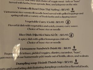 Menu at Lotus Moon Vegan Pho in Boulder