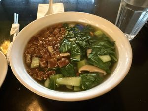 Pho with vegan steak  at Lotus Moon Vegan Pho in Boulder