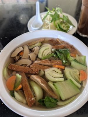 Lunch Pho vegan steak at Lotus Moon Vegan Pho in Boulder