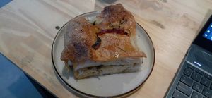 Vegan cheese and onion focaccia sandwich at Bulevardo  in Montevideo