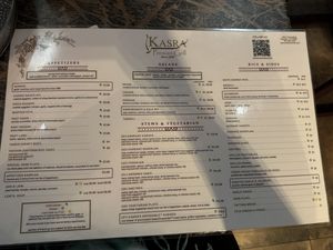 Menu  at Kasra in Houston
