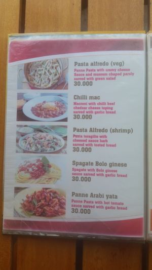 Menu at Hasan in Pakse