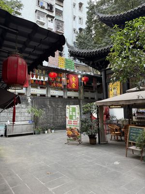 The restaurant at the top (left)  at Chongqing Donghua Temple Vegetarian Hot Pot in Chongqing
