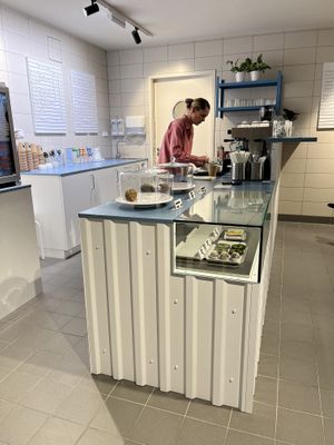 The cafe, indoor and outdoor seating  at Neosociety  in Munich