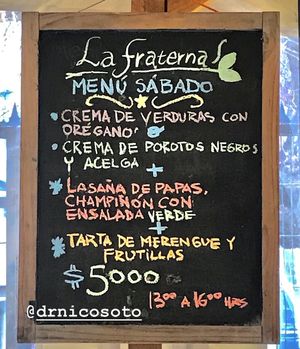 Menú nuevo todos los días!  at La Fraternal in Santiago
