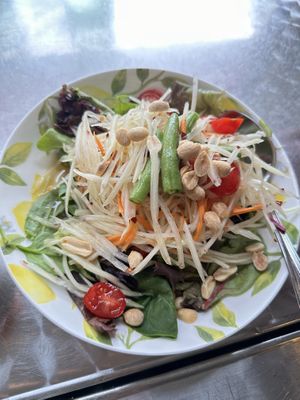 Papaya salad appetizer. We ordered shrimp on the side which was accommodated in a separate dish and our omni friends ate it.   at Thai Mama in Cranford