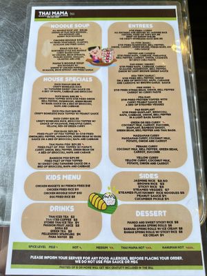 Menu, page 2 (June 2025)  at Thai Mama in Cranford