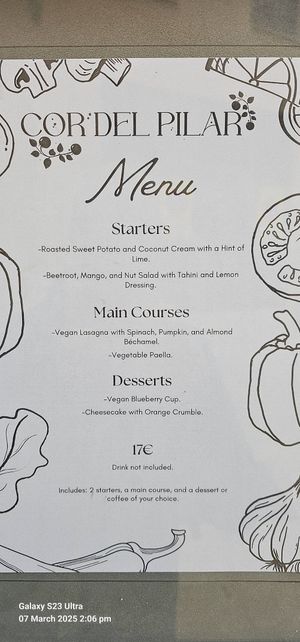 English and Spanish menu at Cor del Pilar in Valencia