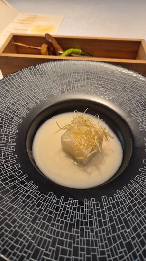Turnip ans gordon seeds with porcini essence at Vegi Plus in Shanghai