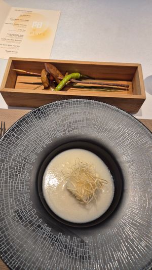 Turnip ans gordon seeds with porcini essence at Vegi Plus in Shanghai