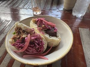 Pita Beetroot falafel (after first bite…)  at Chạm Bakery Cafe in Ninh Binh