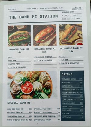 Menu   at The Bahn Mi Station in Hanoi