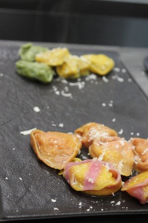 Bis di tortelloni vegani fatti a mano at Trattoria MODErNA in Montale