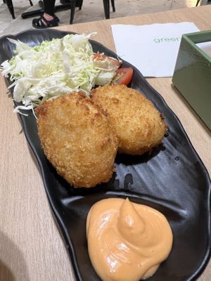 Organic potato croquette $6.90 6/10 too ex  at Greendot 绿一点 - Bedok Mall in East Singapore