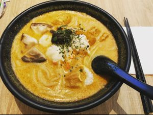 delicious vegetarian laksa at Greendot 绿一点 - Bedok Mall in East Singapore