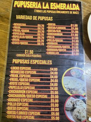 Vegan options of ayote, bean, papelillo, loroco   at Pupusería Esmeralda in Juayua