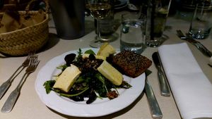 Lettuce and Walnut Salad with Tofu and Bread at Gut Mönkhof in Luebeck