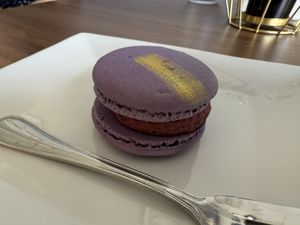 Lemon Blueberry Macaron   at Soma in Santiago