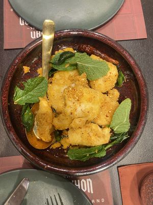 Delicious coconut flesh   at Vegan Pranakhon in Bangkok