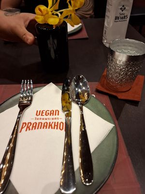 Table setting at Vegan Pranakhon in Bangkok